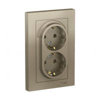 Розетка Schneider Electric AtlasDesign 2-местная с/з скрытой установки, шампань (ATN000524)