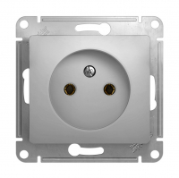 Розетка Schneider Electric Glossa 1-местная б/з, скрытой установки без рамки, алюминий (GSL000341)