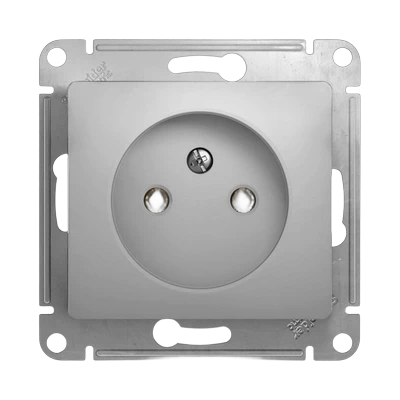 Розетка Schneider Electric Glossa 1-местная б/з, скрытой установки без рамки, алюминий (GSL000341)