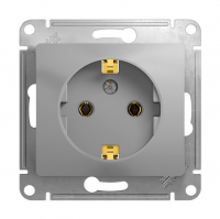 Розетка Schneider Electric Glossa 1-местная с/з скрытой установки без рамки, алюминий