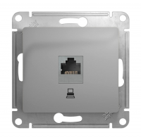 Розетка Schneider Electric Glossa RJ45 скрытой установки без рамки, алюминий (GSL000381K)