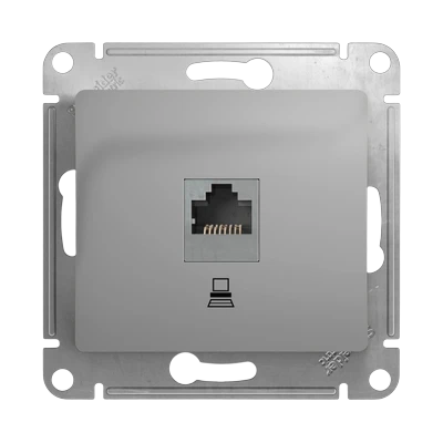 Розетка Schneider Electric Glossa RJ45 скрытой установки без рамки, алюминий (GSL000381K)