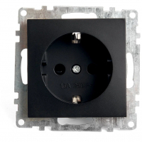 Розетка Катрин 1-местная c заземлением, скрытой установки, черная (без рамки)