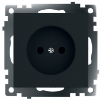 Розетка Катрин 1-местная без заземления, скрытой установки, черная (без рамки)