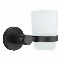 Стакан одинарный настенный, нержавеющая сталь, черный