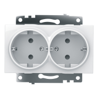 Розетка Катрин 2-местная с заземлением, скрытой установки, с защитной шторкой, белый (без рамки)