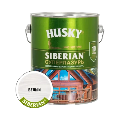 Суперлазурь для дерева Husky Siberian полуглянцевая, белый (2,7 л)
