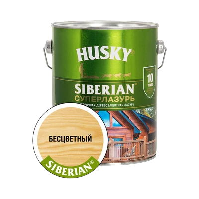 Суперлазурь для дерева Husky Siberian, Бесцветная (2,7 л)