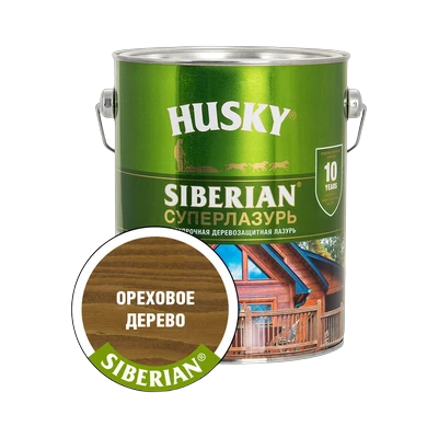 Суперлазурь для дерева Husky Siberian, Ореховое дерево (2,7 л)
