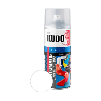 Грунт-эмаль аэрозольная KUDO для пластика, белый 520 мл