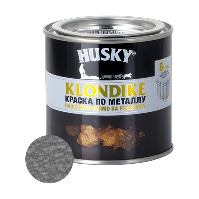 Краска по металлу Husky Klondike с молотковым эффектом, серый металлик 0,25 л