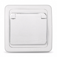 Розетка UNIVersal Валери 1-местная с/з скрытой установки с крышкой, белая (В0029)