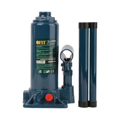 Домкрат гидравлический FIT бутылочный 3т, подъем 195-380 мм (64503)