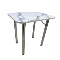 Стол  №8 "Прямоугольник" 800х600 мм столешница Мрамор белый матовый, ножки Хром