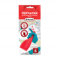 Перчатки хозяйственные Komfi Биколор латексные S, бежевый/бирюзовый