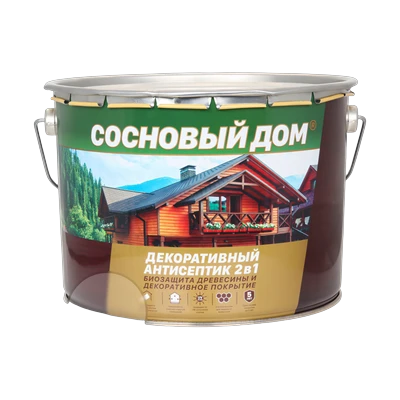 Состав декоративно-защитный Сосновый дом для древесины, бесцветный 9 л