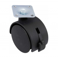 Опора колесная ø50 мм с платформой и тормозом, черная