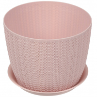 Кашпо для цветов 2,8 л с поддоном чайная роза, Вязание М3121