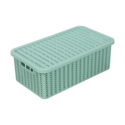 Корзина для хранения  6,0 л с крышкой, Вязание Фисташковый М2370