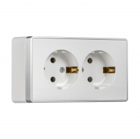 Розетка Smartbuy Сириус 2-местная с/з открытой установки, белая (SBE-07w-16-S2-Z)