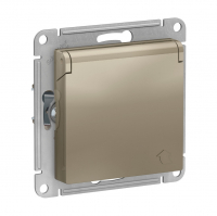 Розетка Schneider Electric AtlasDesign 1-местная с/з скрытой установки без рамки, шампань с крышкой (ATN000546)