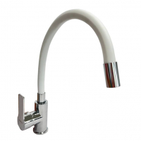 Смеситель для кухни Doron DC2655WHITE-N гибкий излив, белый