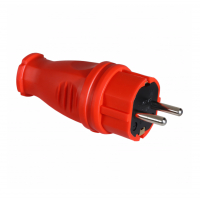 Вилка прямая каучуковая SmartBuy 16А 2Р+РЕ 230В IP44, красная