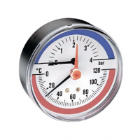 Термоманометр горизонтальный 1/2", 120°С 6 бар, Vieir