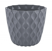 Горшок для цветов InGreen Wave 0,65 л с поддоном, вулканический серый