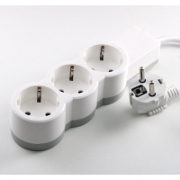 Удлинитель Обиход 3 гнезда 5 м евро с заземлением,белый (ПВС 3х0,75 мм²)