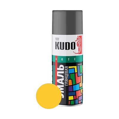Эмаль аэрозольная KUDO KU-1013 алкидная, желтая 520 мл