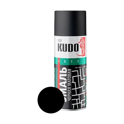 Эмаль аэрозольная KUDO  KU-1102 алкидная, черная матовая 520 мл