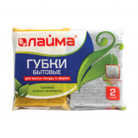 Губка для посуды Laima скрабер, поролон + металлическая оплетка 2 шт