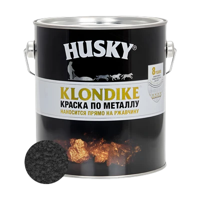 Краска по металлу Husky Klondike с молотковым эффектом, черный 2,5 л