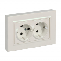 Розетка IEK Brite 2-местная c/з скрытой установки, с защитными шторками, жемчуг (BR-R28-16-K36-F)