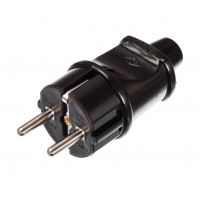 Вилка прямая 16А с заземлением черная Makel