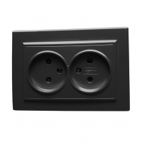 Розетка Stekker Эрна 2-местная б/з скрытой установки, черный (PST10-9013-03)