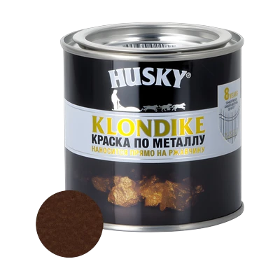 Краска по металлу Husky Klondike с молотковым эффектом, темно-коричневая 0,25 л