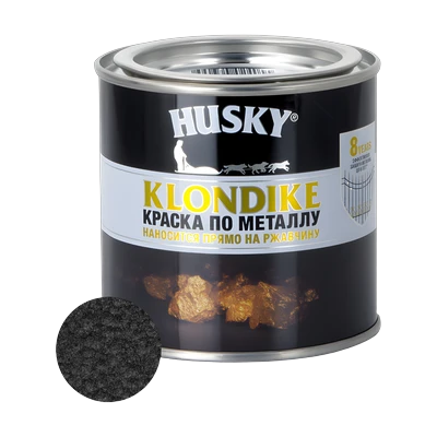 Краска по металлу Husky Klondike с молотковым эффектом, черная 0,25 л