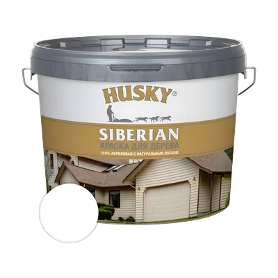 Краска акриловая Husky Siberian для дерева, белый база А 2,7 л