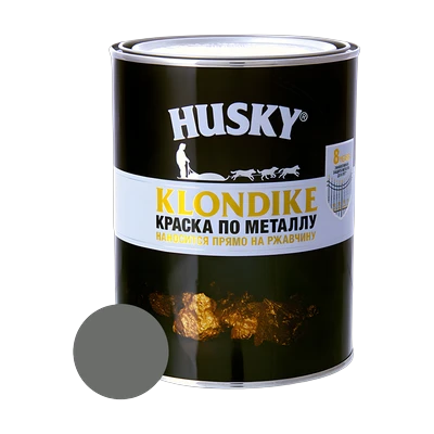 Краска по металлу Husky Klondike глянцевая RAL 7005, серая 0,9 л