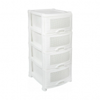 Комод пластиковый Violet Плетенка 4-х секционный, белый