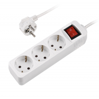 Удлинитель Фаzа 3 гнезда 1,5 м с заземлением, с выключателем, белый (FES-03-150)