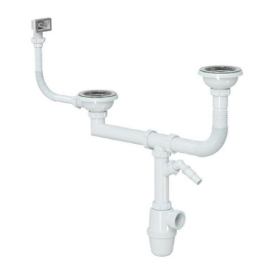 Сифон бутылочный Akvater/САНДЕСАНТ  B7700PK-АК 1 1/2" 2 <b>чашки</b>,овод ДСМА, выпуск Ø40