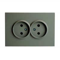 Розетка Stekker Эмили 2-местная б/з скрытой установки, платиново-серый (RST16-5116-10)