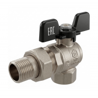 Кран шаровой Stout полнопроходной с американкой угловой 1/2" г/ш, ручка бабочка