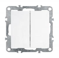 Выключатель Stekker Эрна 2-клавишный скрытой установки без рамки, белый (PSW10-9104-01)