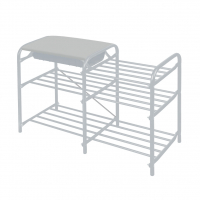 Этажерка для обуви ЭТЛ5-1 Люкс 3-х ярусная с ящиком, серый матовый/светло-серый