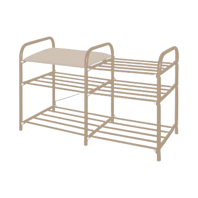Банкетка для обуви ЭТЛ3-1 3-х ярусная, мягкое сиденье, бежевый металлик