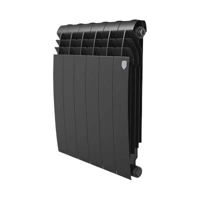 Радиатор биметалл Royal Thermo BiLiner 500 6 секций, черный/серебро
